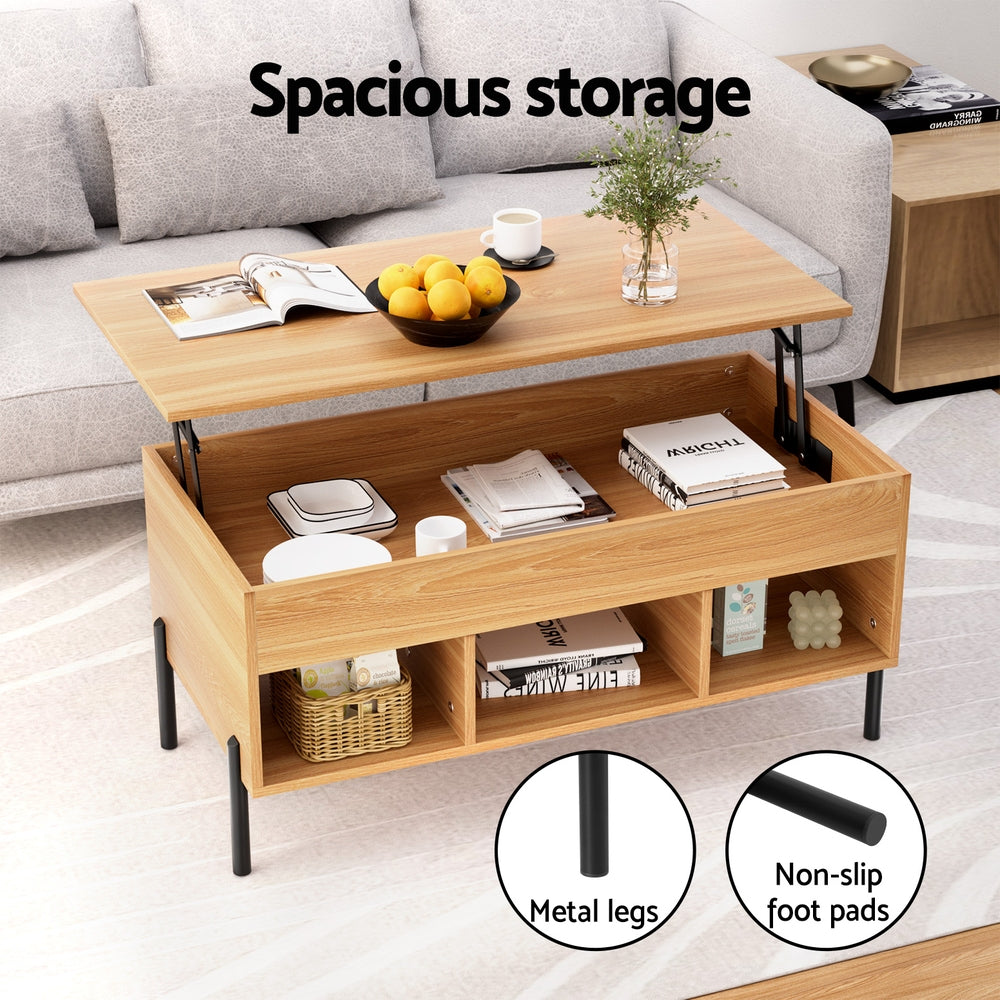 Artiss Lift-Top Coffee Table in Oak — Hidden Storage — Allure Home Collections