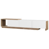 Artiss Extendable TV Cabinet in White and Oak — Push-to-Open Doors — Allure Home Collections