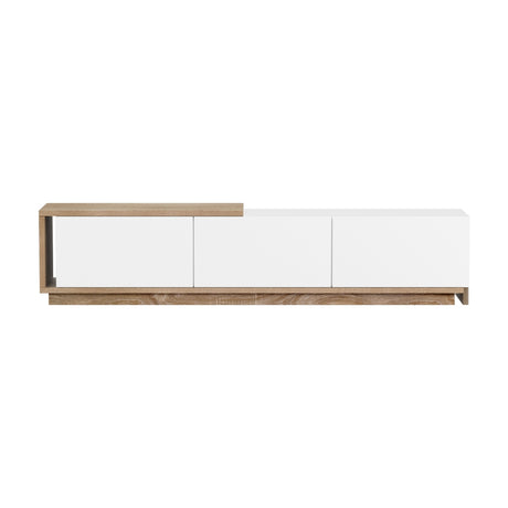 Artiss Extendable TV Cabinet in White and Oak — Push-to-Open Doors — Allure Home Collections