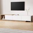 Artiss Extendable TV Cabinet in White and Oak — Push-to-Open Doors — Allure Home Collections