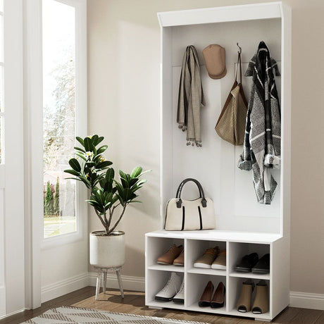 Lake Bolac Hall Tree Shoe Cabinet, White