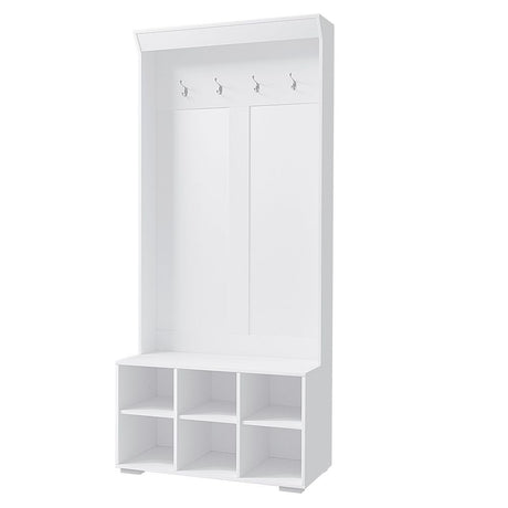 Lake Bolac Hall Tree Shoe Cabinet, White image 2