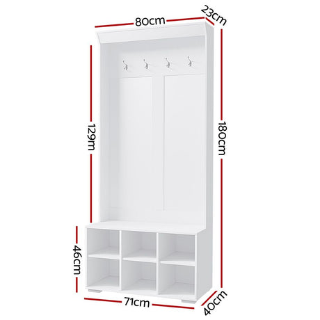 Lake Bolac Hall Tree Shoe Cabinet, White image 3