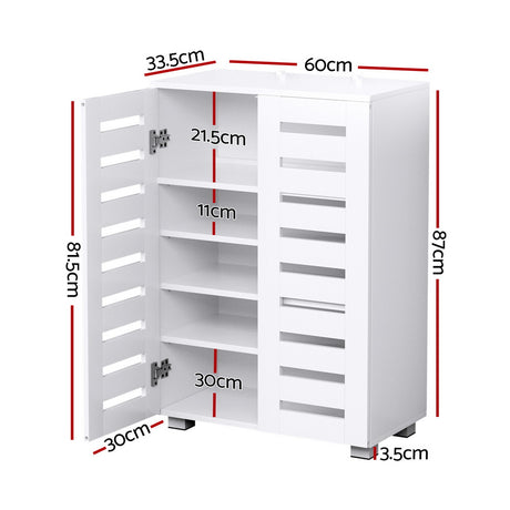 Artiss ALSTER 5-Tier 20-Pair White Shoe Cabinet — Particle Board, Melamine Finish — Allure Home Collections