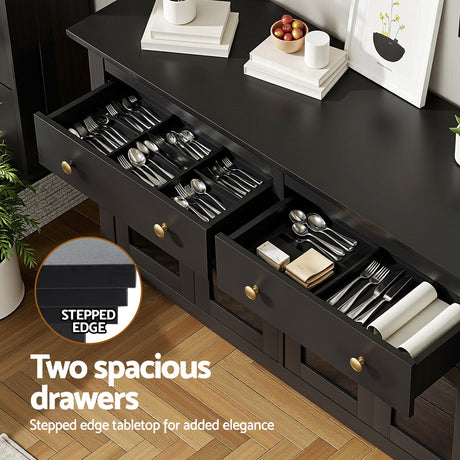 Mildura 2 Door 2 Drawer Buffet Sideboard, Black
