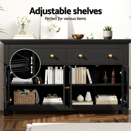 Mildura 2 Door 2 Drawer Buffet Sideboard, Black