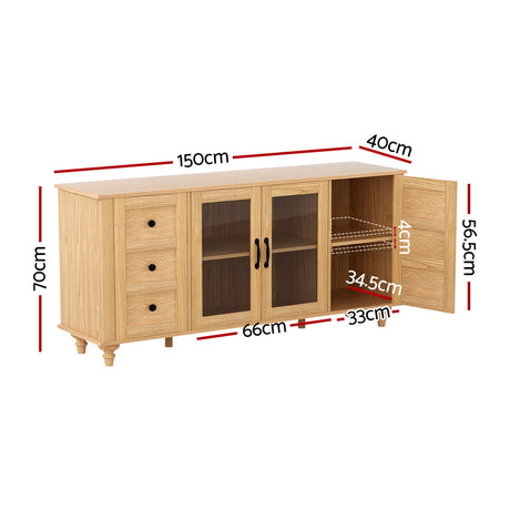 Pyap Buffet Sideboard, Pine and Black