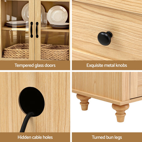 Pyap Buffet Sideboard, Pine and Black