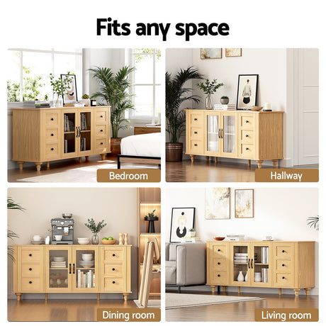 Pyap Buffet Sideboard, Pine and Black
