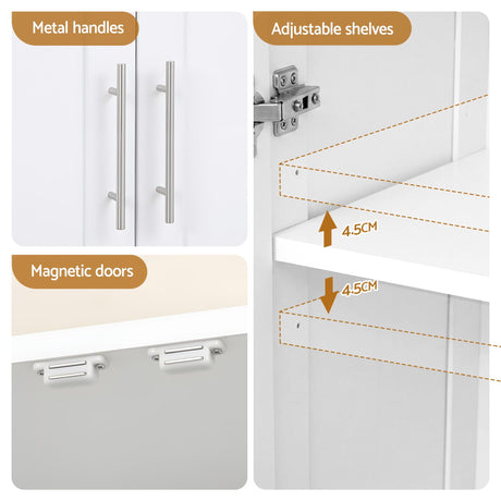 Renmark 2 Door Buffet Sideboard, White 2pcs