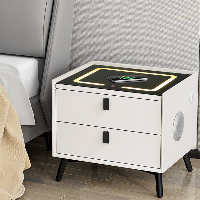 Kingscliff Smart Charging LED Bedside Table, White