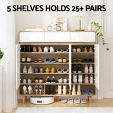 Wartook 5 Tier Shoe Cabinet, White and Pine image 4