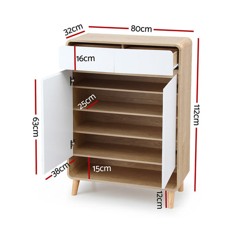 Vite Vite 5 Tier Shoe Cabinet, White and Pine