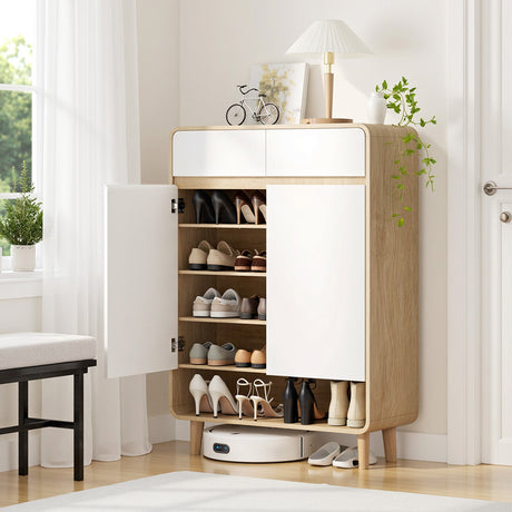 Vite Vite 5 Tier Shoe Cabinet, White and Pine