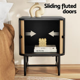 Artiss BORIS Bedside Table with Sliding Fluted Doors — Allure Home Collections