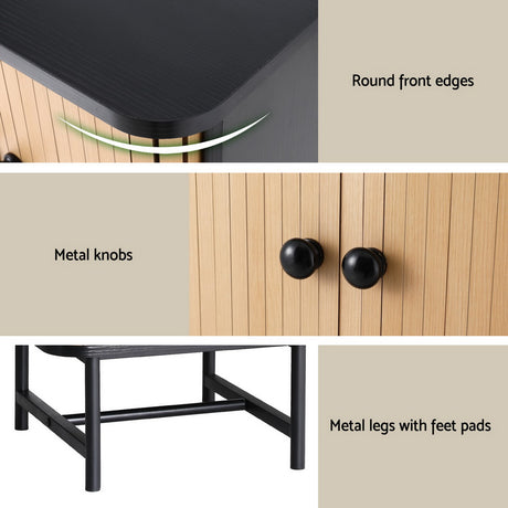 Artiss BORIS Bedside Table with Sliding Fluted Doors — Allure Home Collections