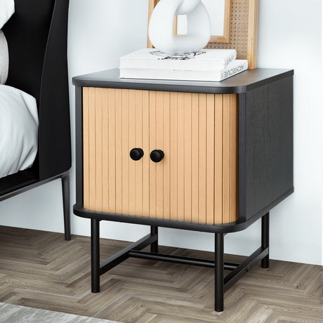 Artiss BORIS Bedside Table with Sliding Fluted Doors — Allure Home Collections