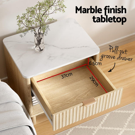 Artiss Bedside Table Nightstand with 1 Drawer and Open Shelf in Pine — Allure Home Collections