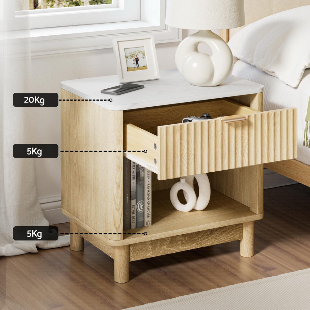 Artiss Bedside Table Nightstand with 1 Drawer and Open Shelf in Pine — Allure Home Collections