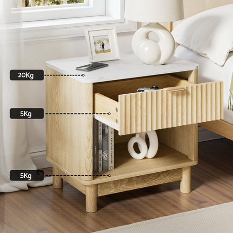 Artiss Bedside Table Nightstand with 1 Drawer and Open Shelf in Pine — Allure Home Collections