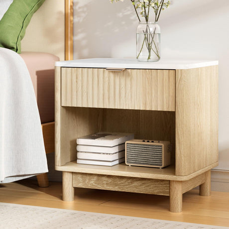 Artiss Bedside Table Nightstand with 1 Drawer and Open Shelf in Pine — Allure Home Collections