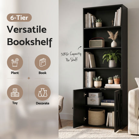 Rose Park 6 Tier Bookshelf, Black