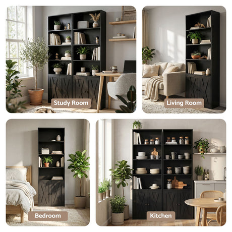 Rose Park 6 Tier Bookshelf, Black