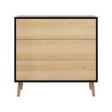 Artiss 3-Drawer Dresser in Black and Pine — Push-to-Open — Allure Home Collections