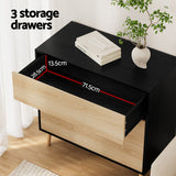 Exeter 3 Drawer Chest of Drawers, Black and Pine view 4