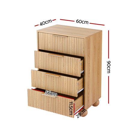 Bundanoon 4 Drawer Tallboy, Pine view 2