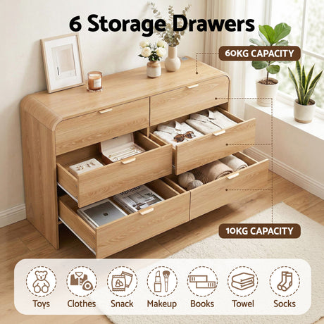 Mandemar 6 Drawer Lowboy, Pine