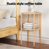 Artiss 2-Tier Round Wood Coffee Table Set of 2 — Pine — Allure Home Collections