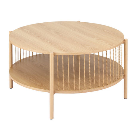 Artiss 2-Tier Round Coffee Table with Rustic Metal Accents — Allure Home Collections