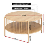 Artiss 2-Tier Round Coffee Table with Rustic Metal Accents — Allure Home Collections