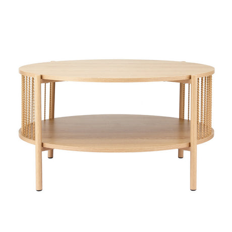 Artiss 2-Tier Round Coffee Table with Rustic Metal Accents — Allure Home Collections