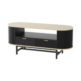 Artiss 110cm Coffee Table with 2 Drawers and Open Shelf — Black Wood — Allure Home Collections
