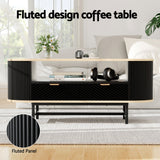 Artiss 110cm Coffee Table with 2 Drawers and Open Shelf — Black Wood — Allure Home Collections