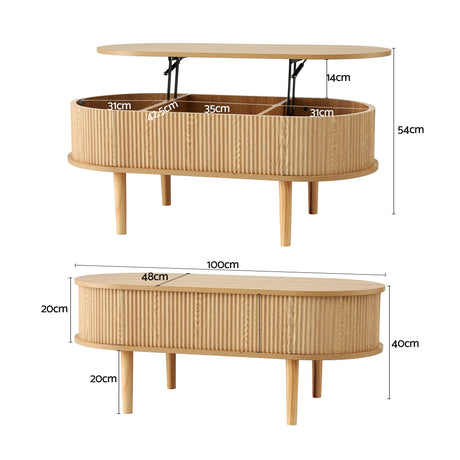 Yering Lift Top Coffee Table, Natural