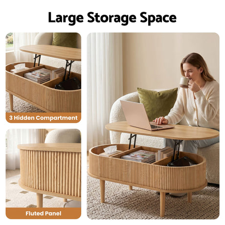 Yering Lift Top Coffee Table, Natural