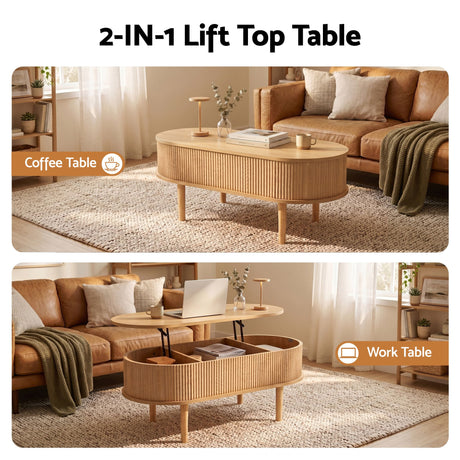 Yering Lift Top Coffee Table, Natural