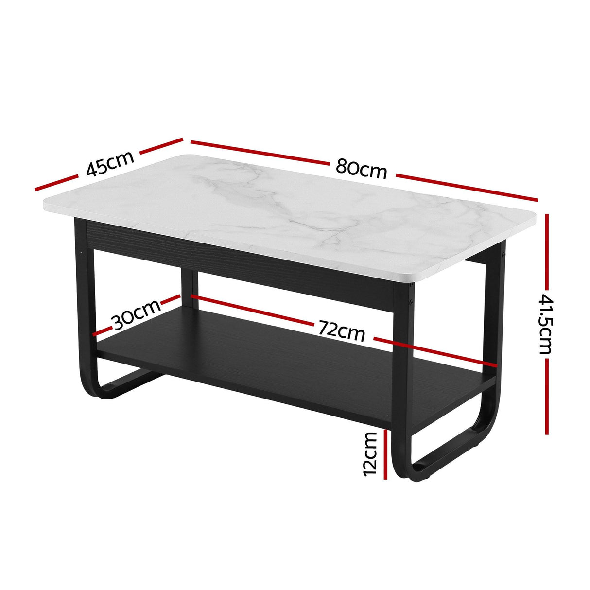 Gladysdale Marble Coffee Table, Black and White