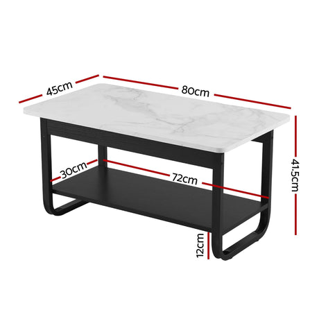Gladysdale Marble Coffee Table, Black and White
