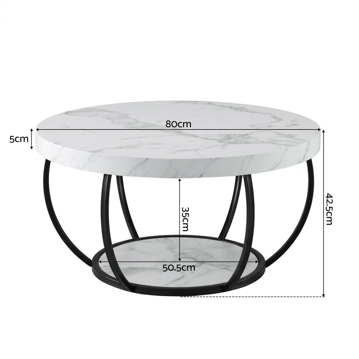 Tarrawarra Round Coffee Table, White and Black