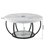 Tarrawarra Round Coffee Table, White and Black