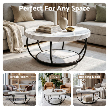 Tarrawarra Round Coffee Table, White and Black
