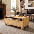 Marysville pine wood coffee table in a modern living room