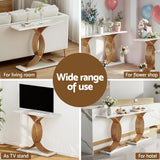 Artiss White and Gold Marble Effect Console Table