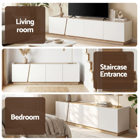 Hobart 180cm TV Unit, White & Pine