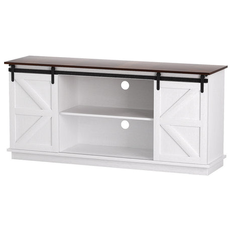 Alawoona 2 Door Buffet Sideboard, White and Walnut