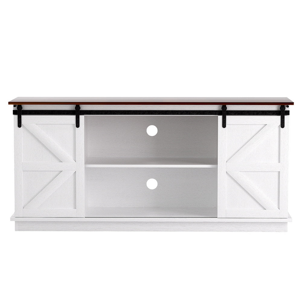 Alawoona 2 Door Buffet Sideboard, White and Walnut